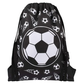 Fringoo - Kids Drawstring Bag | Perfect School Bag, PE Kit Bag, Swimming Bag or Sports Kit Bag | Includes 1.5cm Straps for Comfort - Bag for Boys - Football Black
