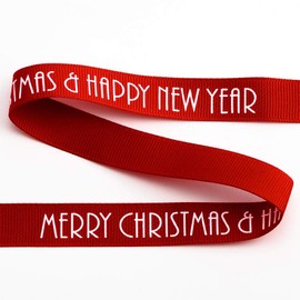 Italian Options Merry Christmas Happy New Year Grosgrain Ribbon -16mm x 5M - Red