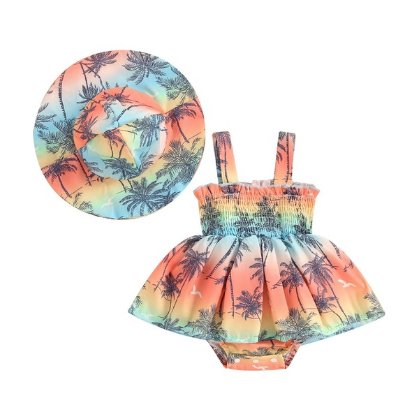 Loalirando Baby Girl Clothes Summer Jumpsuit Tree Print Gradient Sleeveless