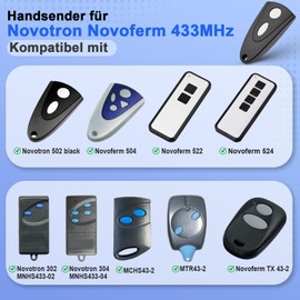 Garage Door Opener Remote Control Replacement for Novotron 502 MAX43-2,433,92 MHz Garage Door Handheld Transmitter Novoferm Novotron 502 512 514 522.2 Pieces
