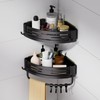 Adhesive Shower Caddy,2 Pack Black Rustproof 90° Bathroom Corner Shelf,Large