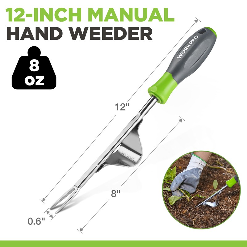 WORKPRO Weed Puller Tool, Metal Leverage Base and V-Shaped Forks