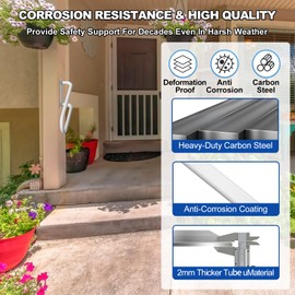 Jamb Mount Handrails for Outdoor Steps-1-2 Step Waterproof Stairs Railing-Powder Coated Side Mount Hand Rails for Indoor Stairs-Non-Slip Staircase Grab Rail for Deck/Porch/Mobile Home/Short Stairway