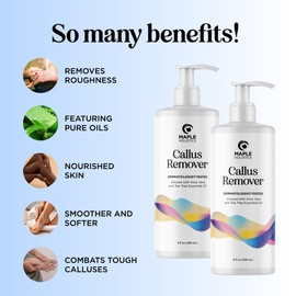 Exfoliating Callus Remover for Feet Care - Urea Foot Cream for Calluses and Dry Feet with Aloe and Tea Tree Essential Oil - Foot Callus Remover for Cracked Dead Corned and Rough Skin (16 Fl Oz)