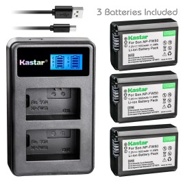 Kastar NP-FW50 Battery & LCD Charger for Sony Cyber-shot DSC-RX10 III, RX10M3, RX10 IV