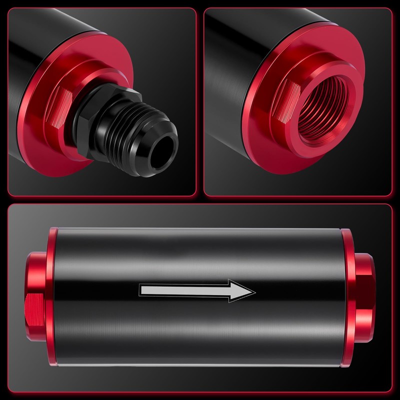 BDFHYK Inline Fuel Filter 100 Micron with 6AN 8AN 10AN