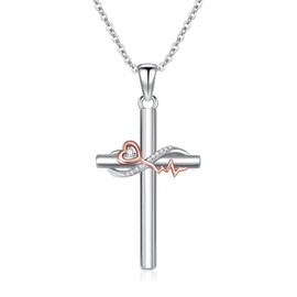 YYB Cross Necklace for Women 925 Sterling Silver Hummingbird/Dragonfly/Butterfly/Abalone Shell/Stethoscope Infinity Cross Pendant Necklace Jewelry Gifts for Women Her Mother Girlfriend (Stethoscope)