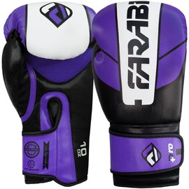 Farabi Pro Fighter Boxing Gloves Sparring Gym Bag Punching Focus Pad Mitts (Purple/Black, 10Oz)