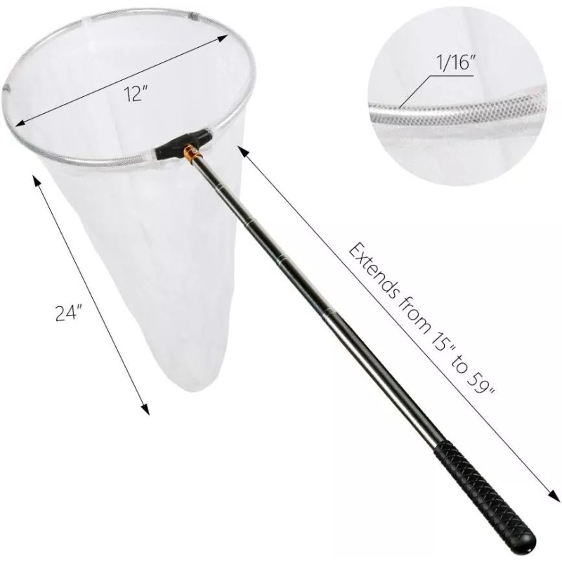RESTCLOUD Insect and Butterfly Net with 12" Ring, 59" Handle,