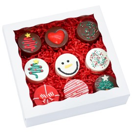 XINHPKGG 15pcs 8x8x2 Inch Bakery Boxes with window: Cookie Boxes Pie Boxes Chocolate Covered Strawberries Boxes for Christmas Valentine's Thanksgiving-White