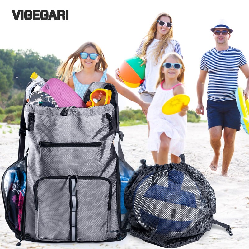 VIGEGARI Large Beach Backpack Waterproof Sandproof - Oversized Beach Bag-