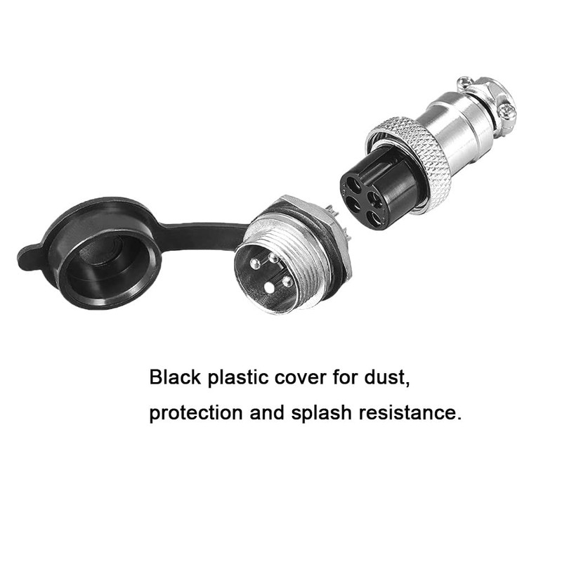 Aiqeer 5 Pcs 4-Pin GX16 Aviation Connector, 16 mm Thread