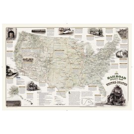 National Geographic Railroad Legacy Map of the United States Wall Map - Laminated (Poster Size: 36 x 24 in) (National Geographic Reference Map)