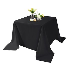 Square Tablecloth - 90x90 Inch Square Tablecloth - Stain and Wrinkle Resistant Washable Polyester Table Cloth, Decorative Fabric Table Cover for Dining Table, Buffet Parties and Wedding,Black