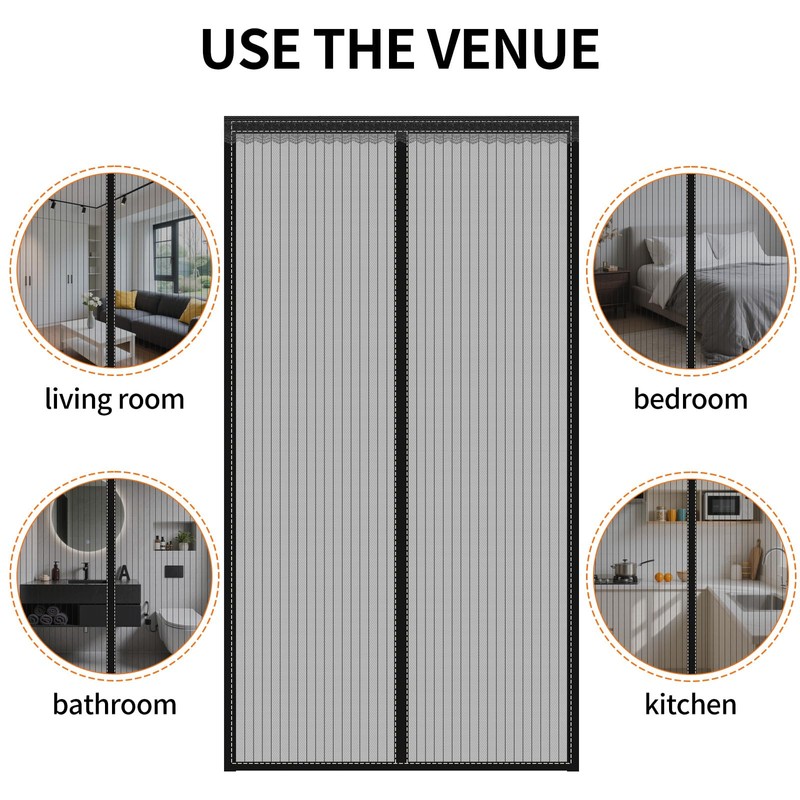DAWNTREES Magnetic Screen Door Screen 150x240cm Magnetic Closure, Heavy-Duty Mesh
