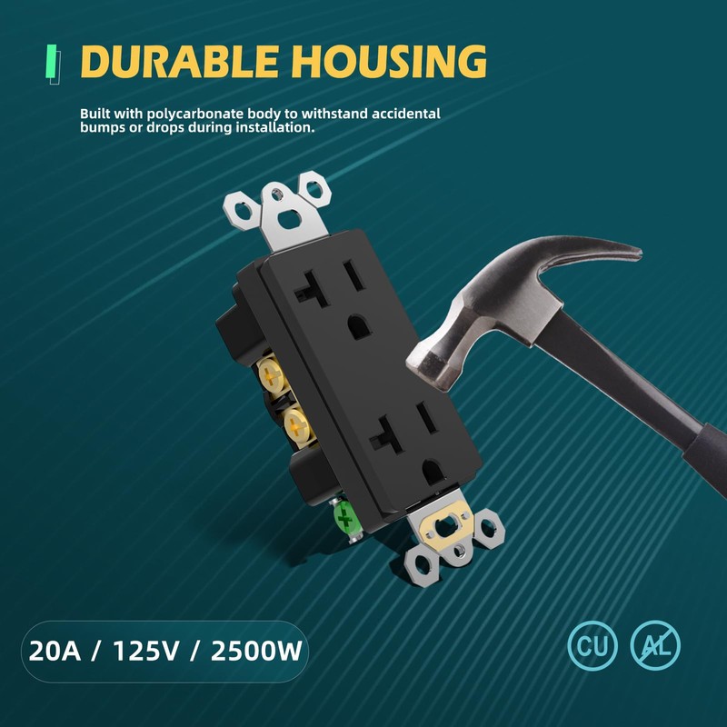 TOPELER 20 Amp Decorator Wall Outlets, Non-Tamper Resistant Decorative Standard