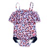 RuffleButts Red White and Bloom Single Ruffle One Piece -