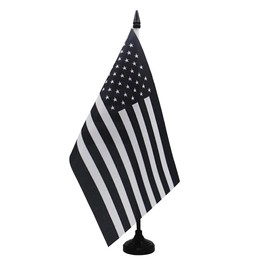 AZ FLAG - USA Black and White Table Flag 8.25 x 5.5 Inch - Small American Flag - Office Flag 100% Polyester with 10 Inch Stem and Black Plastic Base