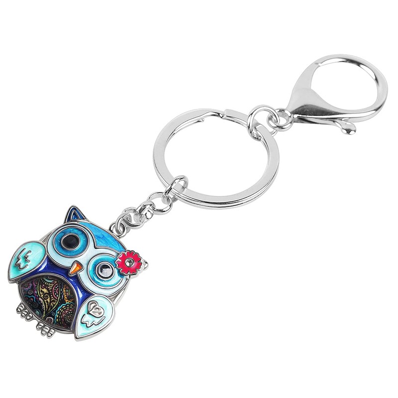 Llavero de aleación esmaltada, diseño de búho, diseño de pájaro,