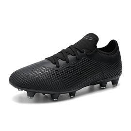GWMDKI Mens Football Boots Cleats Professional Spikes Soccer Shoes Training Sneakers Black 6.5UK