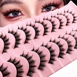 10P-002 False Eyelashes, Manga Lashes, Natural Look, Artificial Eyelashes, Anime Fake Lashes, 15 mm, Short Cosplay Lashes, Faux Mink, Spiky, Wispy, False Eyelashes (10P-002)