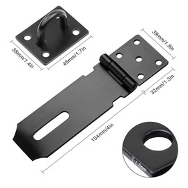 4 Inch Door Hasp Latch Lock, 3 Pack Stainless Steel Padlock Latch, Door Hasp Lock for Gates, Cabinet, Drawer, Outdoor Doors Black (27 Screws Included)