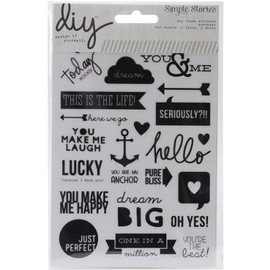 Simple Stories DIY Insta Clear Stickers, 4 by 6-Inch, Words, 4 Per Package
