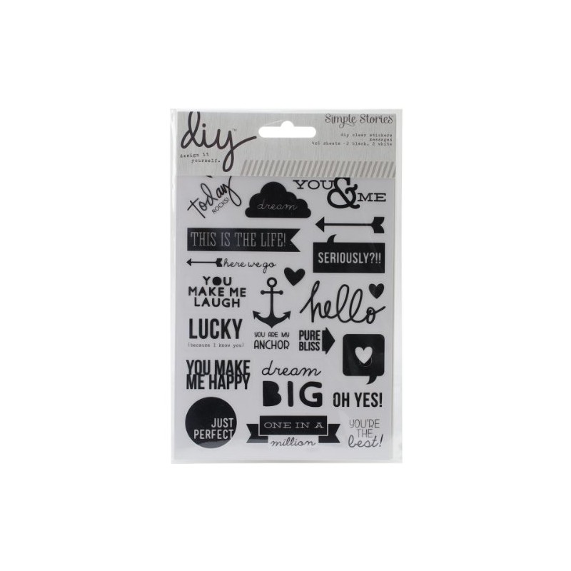 Simple Stories DIY Insta Clear Stickers, 4 by 6-Inch, Words,