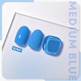 GAOY Blue Gel Nail Polish, 16ml Soak Off Gel Polish, UV Light Cure for Nail Art DIY Manicure at Home, 2447 Medium Blue
