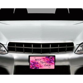 Twisted R Design Best Mom Ever Pink and Purple Floral Aluminum Front License Plate Car Accessory