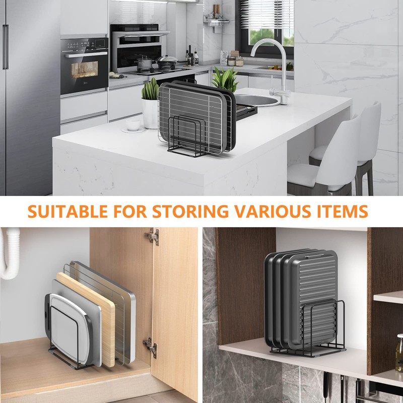 KORRTFID Kitchen Cabinet Organizer, Steel Cookware Holder, Divided Holder with