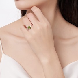 August Birthstone Rings for Women Sterling Silver Created Peridot Rings Engagement Wedding Ring Anniversary Valentines Day Fine Jewelry Gifts for Women Size 5