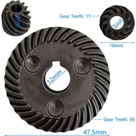 2 Sets 36 Teeth Gear 11 Teeth Spiral Bevel Pinion Angle Grinder Power Tool Compatible with Makita 9553-9555 9557 9558 Replacement Part