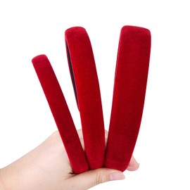 Etercycle Burgundy Headband, 3 Different Width Thick Headbands for Women, Velvet Sponge Hairband Soft Vintage Hair Bands Padded Head Bands Hair Accessories