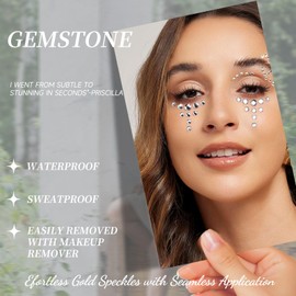 Cosmeria Gesichtstattoo Glitzer Mit Strasssteinen, 5 Bögen Herz Gesicht Juwelen In Verschiedenen Farben, Selbstklebende Glitzersteine Für Karneval Und Partys