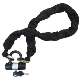 Lot of (2) H.D. 48in Motorcycle Bike Anti-Theft Security Alloy Steel Padlock Chains with Keyed Alike Locks & Cover