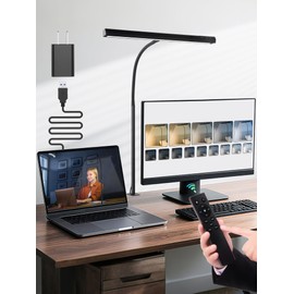 LED Desk Lamps for Home Office,5 Color+9 Brightness Desk Light,Touch & Remote Control,1000 Lumen Bright Monitor Light with Timer,12W USB Adapter Clamp Lamp for Computer, Reading, Study, Workbench