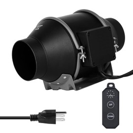 Simple Deluxe 4 Inch 214 CFM Ventilation Fan EC Motor, with 10-Speed Controller, Suitable for Heating Cooling Booster, Hydroponics, Grow Tents, Black