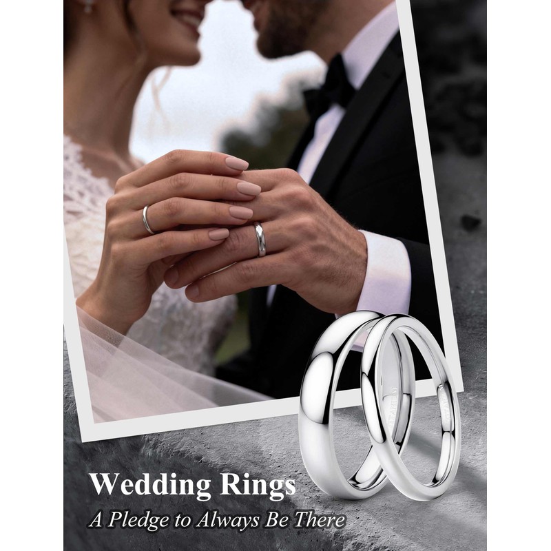 Jstyle 4mm Silver Titanium Wedding Band for Women Men, Comfort
