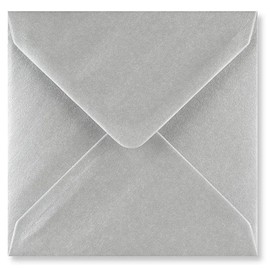 50 Pack 6" x 6" Silver Envelopes Metallic Pearl 155mm x 155mm Square Gummed