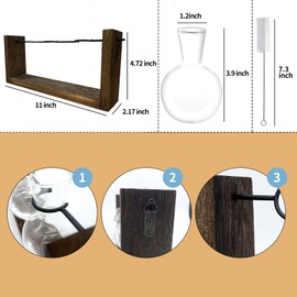 LitiVibecho Plant Propagation Station, Wooden Stand with 3 Bulb Vases, Gifts for Women，Desktop Plant Terrarium for Home Office Garden Decoration