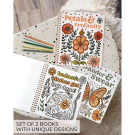 Beautiful Coloring Book Set of 2 for Adult Relaxation - Funny Coloring Books with Floral Designs for a lot of Laughs - The Perfect Stress-Relieving Gift for Women