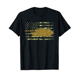 M1 Abrams Military Battle Tank Camo American Flag T-Shirt