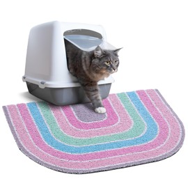 Unicorn Catcher Cat Litter Mat Quality Litter Box Mat Large Non-Slip Cat Litter Mat Litter Trapping Mat Soft Kitty Litter Mat Compatible Two Litter Boxes Cat Products Easy to Clean,Light Pink,M