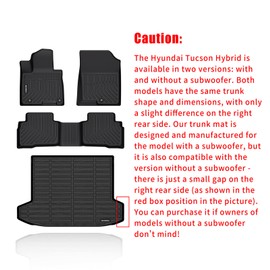 KELCSEECS® Floor Mats & Cargo Liner for 2025 2024 2023 2022 Hyundai Tucson Hybrid Car Mats Cargo Mat Trunk Mat Tucson Hybrid All Weather Floor Mats Trunk Liner Black Accessories