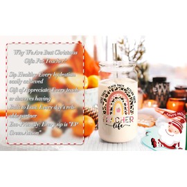 LiqCool Teacher Christmas Gifts,18 Oz It Takes Big Heart Can Glass Cup With Card, Teacher Gifts for Christmas End of Year Appreciation Week, Cute Thank You Gifts for Daycare Preschool Teacher