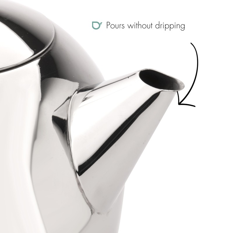 bredemeijer Santhee Double Walled Teapot, 1.4-Liter Stainless Steel Glossy Finish