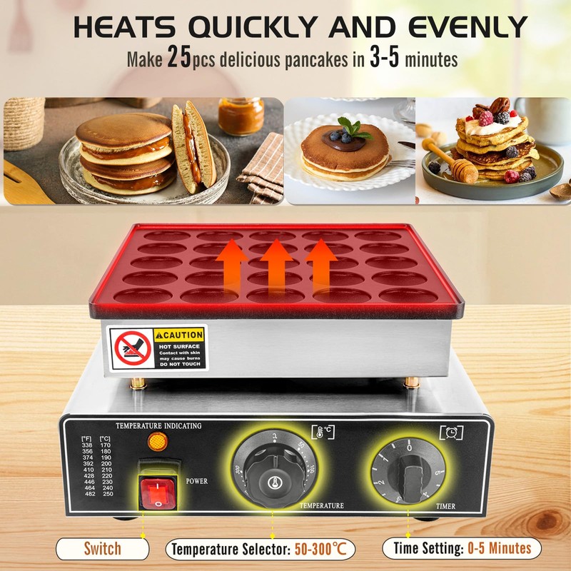 GDDGHS Mini Pancake Maker Machine, 25PCS Mini Dutch Pancake Baker