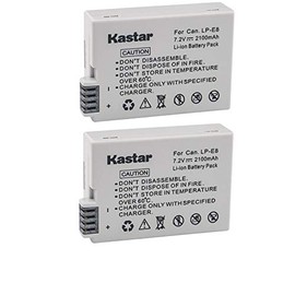 Kastar LPE8 Battery (2-Pack) for Canon LP-E8, LC-E8E, Canon EOS 550D, EOS 600D, EOS 700D, EOS Rebel T2i, EOS Rebel T3i, EOS Rebel T4i, EOS Rebel T5i Cameras and BG-E8 Grip