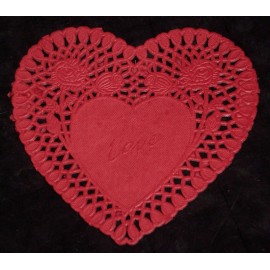 VALENTINES DAY DARK RED PAPER 6" HEART DOILIES 2 PACKS LOT 48 Ct DOYLES DOILEY !